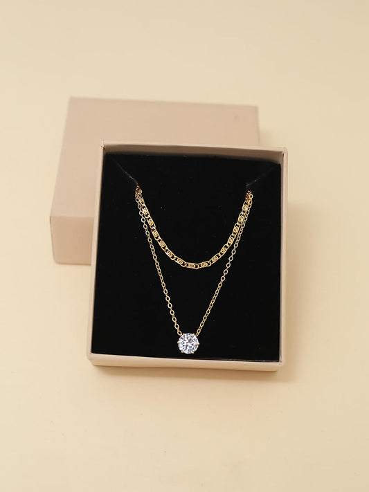 Elegant Layered Solitaire Necklace