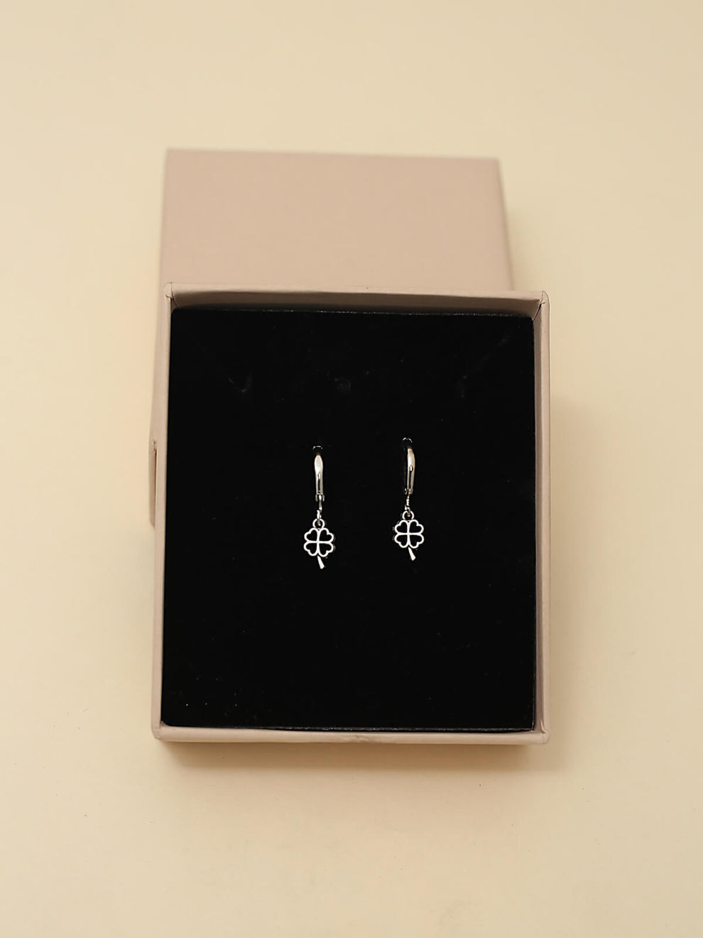 Lucky Clover Charm Hoop Earrings