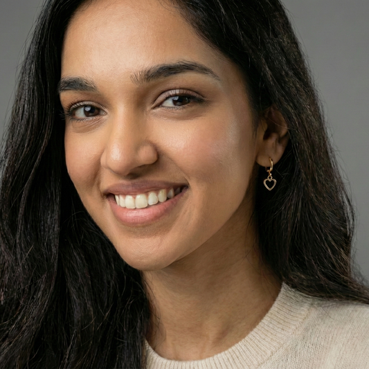 Dainty Heart Charm Hoop Earrings