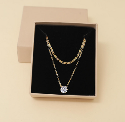 Elegant Layered Solitaire Necklace