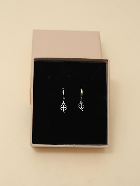 Lucky Clover Charm Hoop Earrings