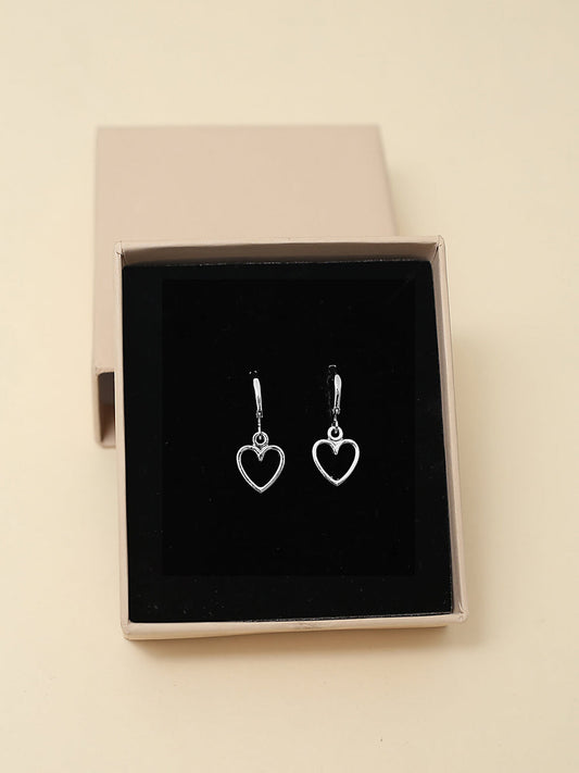 Dainty Heart Charm Hoop Earrings