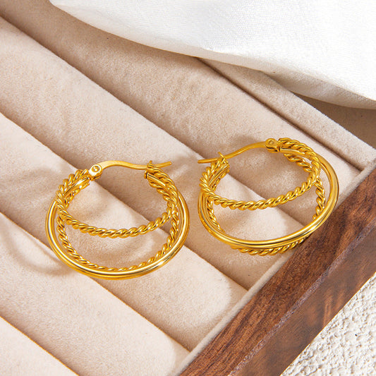 Layered Rope Hoop Earrings