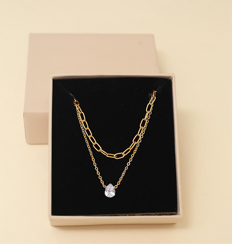Modern Layered Teardrop Necklace