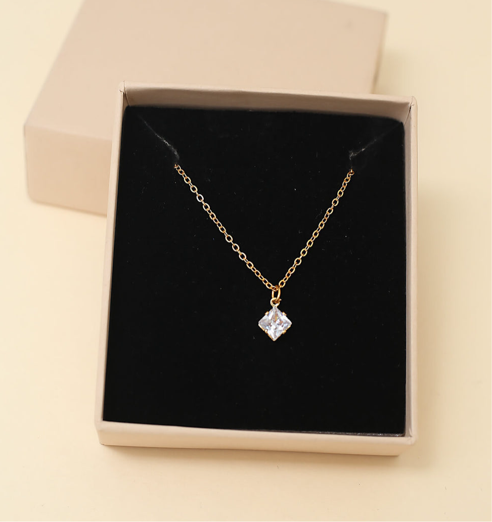 Dainty Princess Solitaire Necklace