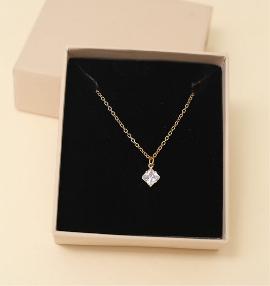 Dainty Princess Solitaire Necklace