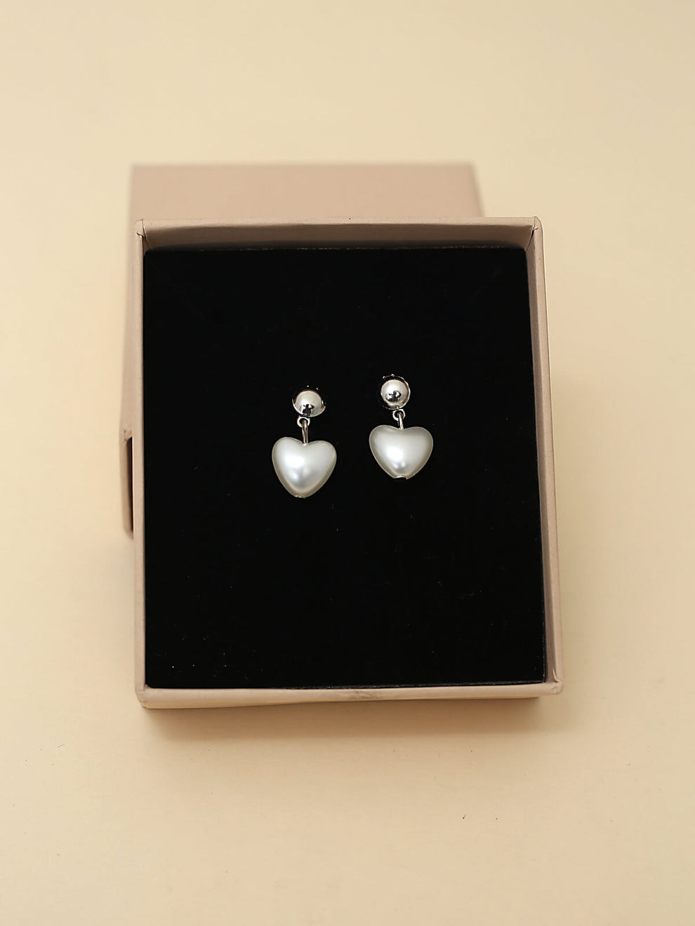 Elegant Pearl Heart Drop Earrings