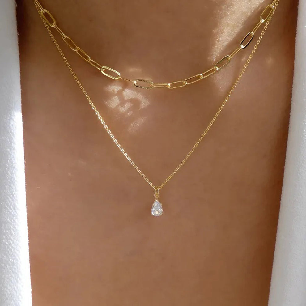 Modern Layered Teardrop Necklace