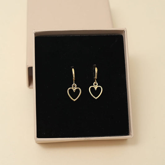 Dainty Heart Charm Hoop Earrings