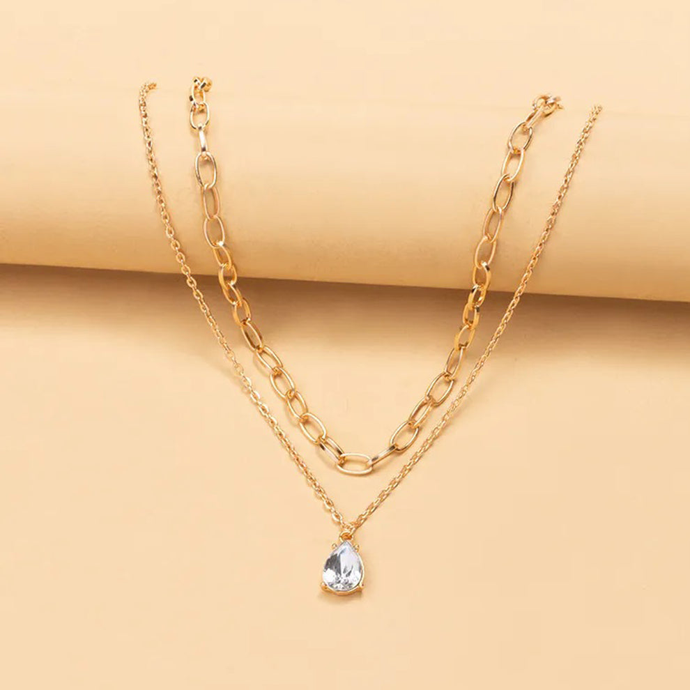 Modern Layered Teardrop Necklace