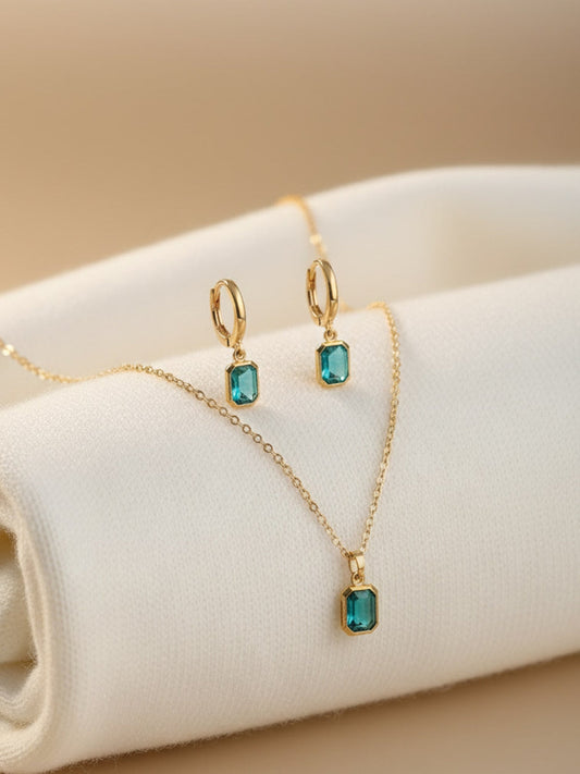 Emerald Essence Geometric Jewellery Set