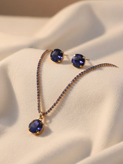 Royal Sapphire Tennis Chain Jewellery Set