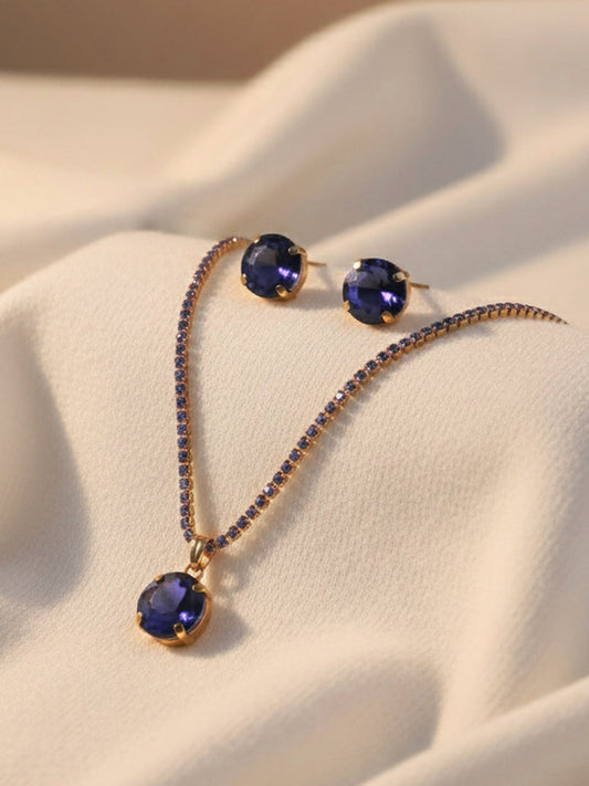 Royal Sapphire Tennis Chain Jewellery Set