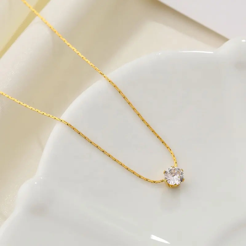 Dainty Solitaire Necklace